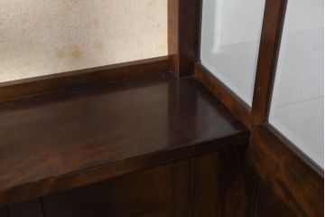 中古　特注!!　松本民芸家具　クラシカルな雰囲気漂う三面ガラスの電話ボックス(テレフォンボックス、電話ブース、電話室、店舗什器)(定価約150万円)(R-082322)