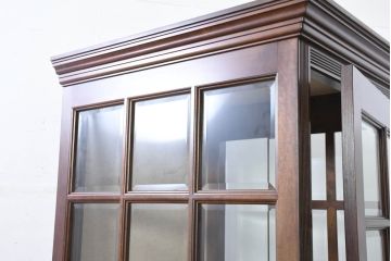 中古　特注!!　松本民芸家具　クラシカルな雰囲気漂う三面ガラスの電話ボックス(テレフォンボックス、電話ブース、電話室、店舗什器)(定価約150万円)(R-082322)