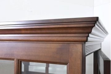 中古　特注!!　松本民芸家具　クラシカルな雰囲気漂う三面ガラスの電話ボックス(テレフォンボックス、電話ブース、電話室、店舗什器)(定価約150万円)(R-082322)