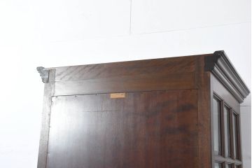 中古　特注!!　松本民芸家具　クラシカルな雰囲気漂う三面ガラスの電話ボックス(テレフォンボックス、電話ブース、電話室、店舗什器)(定価約150万円)(R-082322)