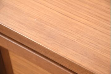 和製ビンテージ　北欧デザイン　高級家具ブランド　日田工芸　maxim(マキシム)シリーズ　チーク材　木の温かみと機能性を兼ねた両袖机(ニーホールデスク、作業台、ワークテーブル、ワークデスク、在宅ワーク、在宅用、ヴィンテージ)(R-082323)