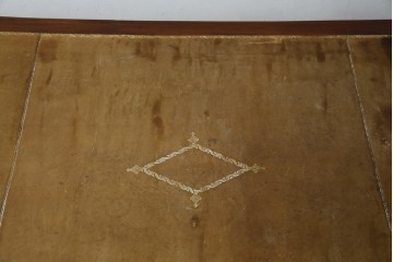 海外アンティーク　チーク材　レザートップ　両面使い　繊細な彫刻が美しいパートナーデスク(両袖机、作業台、ワークテーブル、ワークデスク、在宅ワーク、在宅用)(R-082324)