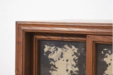 和製アンティーク　欅(ケヤキ)材　上質な造りの小さな収納棚(戸棚、サイドボード、サイドキャビネット)(R-082330)