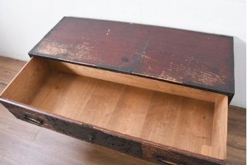 和製アンティーク　上手物!!　八幡では珍しい、上段に小引き出し二杯付きの佐渡箪笥・上段(時代箪笥、八幡箪笥、ローボード、テレビ台、テレビボード、ローチェスト、収納たんす、衣装タンス、整理箪笥)(R-082336)