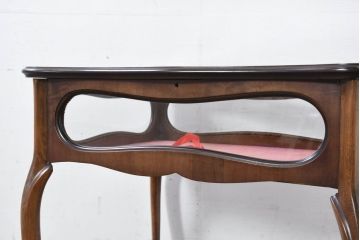 中古　人気の猫脚!!　象嵌入り　クラシカルな雰囲気漂うジュエリーケース(サイドテーブル、ガラスケース、ショーケース、コレクションケース)(R-082339)