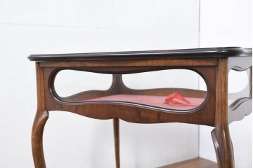中古　人気の猫脚!!　象嵌入り　クラシカルな雰囲気漂うジュエリーケース(サイドテーブル、ガラスケース、ショーケース、コレクションケース)(R-082339)