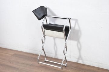 アメリカビンテージ　スチール製　シンプルでかっこいい折り畳み式ディレクターズチェア(椅子、イス、アームチェア、ヴィンテージ)(R-082342)