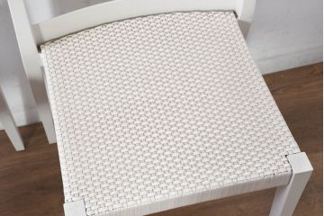 中古　ドイツ　アウトドアリビングブランド　DEDON(デドン)　屋外でも屋内でも使えるモダンなプレイサイドチェア2脚セット(テラスチェア、ガーデンファニチャー、イス、椅子、バラ売り可能)(定価2脚で約20万円)(R-082343)