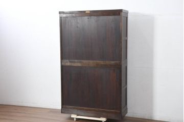 中古　美品　松本民芸家具　G-型特注モデル　シックな空間づくりが叶う面取り食器棚(収納棚、戸棚、本箱、ブックケース、カップボード、キャビネット、バラ売り可能)(定価約70万円)(R-082353)
