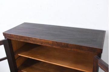 中古　美品　松本民芸家具　G-型特注モデル　シックな空間づくりが叶う面取り食器棚(収納棚、戸棚、本箱、ブックケース、カップボード、キャビネット、バラ売り可能)(定価約70万円)(R-082353)