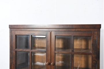 中古　美品　松本民芸家具　G-型特注モデル　シックな空間づくりが叶う面取り食器棚(収納棚、戸棚、本箱、ブックケース、カップボード、キャビネット、バラ売り可能)(定価約70万円)(R-082353)