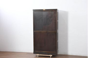 中古　美品　特注品　松本民芸家具　深みのある木の色味が素敵な二段重ね書棚(本棚、ブックシェルフ、本箱、ブックケース、キャビネット、食器棚、カップボード、飾り棚、戸棚、収納棚、バラ売り可能)(R-082356)