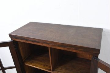 中古　美品　特注品　松本民芸家具　深みのある木の色味が素敵な二段重ね書棚(本棚、ブックシェルフ、本箱、ブックケース、キャビネット、食器棚、カップボード、飾り棚、戸棚、収納棚、バラ売り可能)(R-082356)