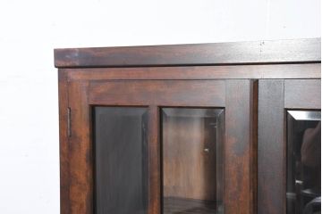 中古　美品　特注品　松本民芸家具　深みのある木の色味が素敵な二段重ね書棚(本棚、ブックシェルフ、本箱、ブックケース、キャビネット、食器棚、カップボード、飾り棚、戸棚、収納棚、バラ売り可能)(R-082356)