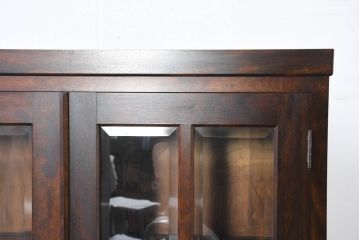 中古　美品　特注品　松本民芸家具　深みのある木の色味が素敵な二段重ね書棚(本棚、ブックシェルフ、本箱、ブックケース、キャビネット、食器棚、カップボード、飾り棚、戸棚、収納棚、バラ売り可能)(R-082356)