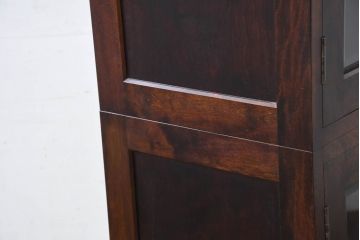 中古　美品　特注品　松本民芸家具　深みのある木の色味が素敵な二段重ね書棚(本棚、ブックシェルフ、本箱、ブックケース、キャビネット、食器棚、カップボード、飾り棚、戸棚、収納棚、バラ売り可能)(R-082356)