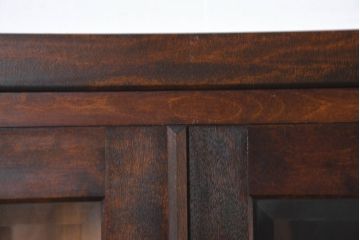 中古　美品　特注品　松本民芸家具　深みのある木の色味が素敵な二段重ね書棚(本棚、ブックシェルフ、本箱、ブックケース、キャビネット、食器棚、カップボード、飾り棚、戸棚、収納棚、バラ売り可能)(R-082356)
