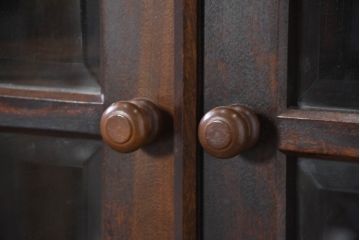 中古　美品　特注品　松本民芸家具　深みのある木の色味が素敵な二段重ね書棚(本棚、ブックシェルフ、本箱、ブックケース、キャビネット、食器棚、カップボード、飾り棚、戸棚、収納棚、バラ売り可能)(R-082356)
