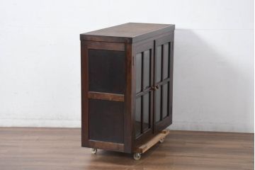 中古　美品　特注品　松本民芸家具　深みのある木の色味が素敵な書棚・上段(本棚、ブックシェルフ、本箱、ブックケース、キャビネット、食器棚、カップボード、飾り棚、戸棚、収納棚)(R-082357)