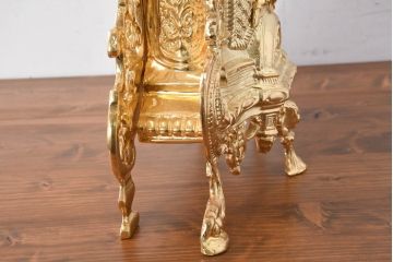 中古　イタリア　高級品!!　真鍮(しんちゅう)製　ロココ調の豪華な装飾が見ごたえ抜群の置き時計(置時計)(定価約11万円)(R-082359)