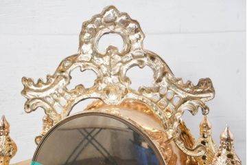 中古　美品　輸入家具専門店イベリア取り扱い　ゴールド×クリスタル×大理石の大きな置き時計(置時計)(定価約22万円)(R-082360)