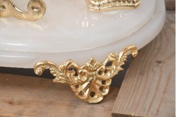 中古　美品　輸入家具専門店イベリア取り扱い　ゴールド×クリスタル×大理石の大きな置き時計(置時計)(定価約22万円)(R-082360)