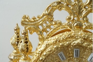 中古　美品　輸入家具専門店イベリア取り扱い　ゴールド×クリスタル×大理石の大きな置き時計　定価約22万円　(R-082360)