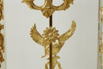 中古　美品　輸入家具専門店イベリア取り扱い　ゴールド×クリスタル×大理石の大きな置き時計　定価約22万円　(R-082360)