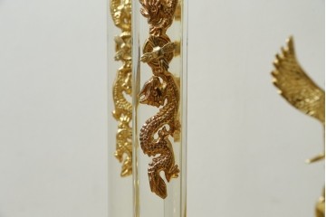中古　美品　輸入家具専門店イベリア取り扱い　ゴールド×クリスタル×大理石の大きな置き時計　定価約22万円　(R-082360)