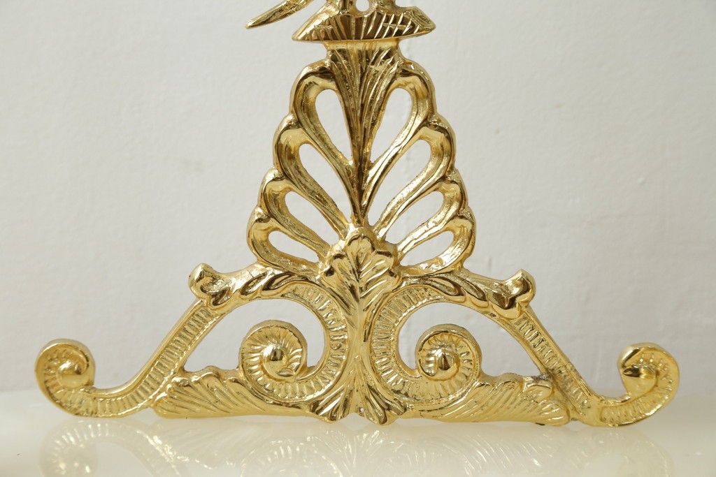 中古　美品　輸入家具専門店イベリア取り扱い　ゴールド×クリスタル×大理石の大きな置き時計　定価約22万円　(R-082360)