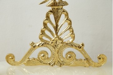 中古　美品　輸入家具専門店イベリア取り扱い　ゴールド×クリスタル×大理石の大きな置き時計　定価約22万円　(R-082360)
