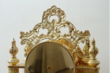 中古　美品　輸入家具専門店イベリア取り扱い　ゴールド×クリスタル×大理石の大きな置き時計　定価約22万円　(R-082360)
