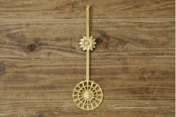 中古　美品　輸入家具専門店イベリア取り扱い　ゴールド×クリスタル×大理石の大きな置き時計　定価約22万円　(R-082360)