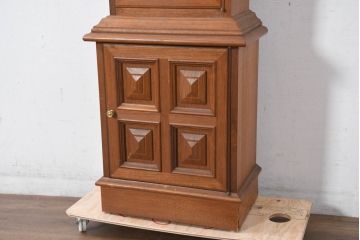 中古　ドイツ　チーク材　Tempus Fugit　上品な装飾が美しいクラシックホールクロック(時計台、振り子時計、分銅式、振り子付き)(R-082361)