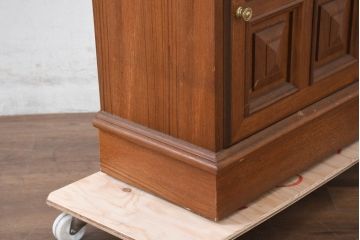 中古　ドイツ　チーク材　Tempus Fugit　上品な装飾が美しいクラシックホールクロック(時計台、振り子時計、分銅式、振り子付き)(R-082361)