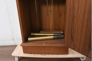中古　ドイツ　チーク材　Tempus Fugit　上品な装飾が美しいクラシックホールクロック(時計台、振り子時計、分銅式、振り子付き)(R-082361)