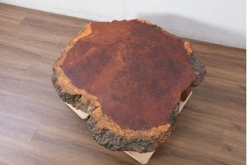 和製ビンテージ　花梨(カリン)材　貴重な鳥眼杢が味わい深い立派なローテーブル(座卓、センターテーブル、リビングテーブル、ヴィンテージ)(R-082364)