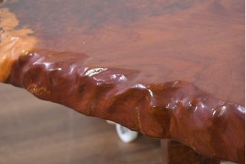 和製ビンテージ　花梨(カリン)材　貴重な鳥眼杢が味わい深い立派なローテーブル(座卓、センターテーブル、リビングテーブル、ヴィンテージ)(R-082364)