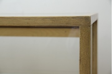 和製アンティーク　昭和レトロ　ナラ(楢)材　卓上　ロータイプ　シンプルなデザインで取り入れやすいガラスケース　(R-082371)