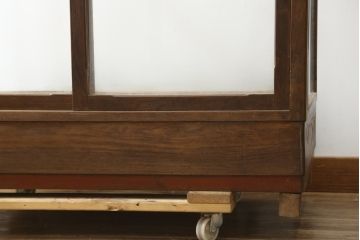 和製アンティーク　楢(ナラ)材　木枠　レトロな雰囲気のガラスケース(Gケース、ショーケース、ディスプレイケース、コレクションケース、飾り棚、陳列棚、収納棚、店舗什器)(R-082376)