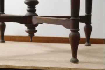 和製アンティーク　最高級の上手物!!　図録級!!　大正ロマン　総欅(ケヤキ)材　天板一枚板　凝ったデザインのラウンドテーブル(2人掛け、4人掛け、ダイニングテーブル、丸テーブル、食卓)(R-082377)