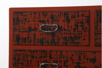 中古　特注!!　最高級の漆塗り　曙塗り(あけぼのぬり)が施された加茂総桐タンス(根來塗り、根来塗り、ねごろぬり、和箪笥、和たんす、和タンス、桐たんす、整理箪笥、衣装箪笥、引き出し、サイドチェスト)(定価約130万円)(R-082381)