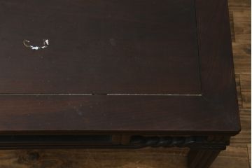 アジアンアンティーク　希少デザイン!!　総紫檀(シタン)材　唐木　中国　古玩　凝ったデザインが魅力的な時代物の文人文机(ローテーブル、センターテーブル、リビングテーブル、座卓)(R-082394)