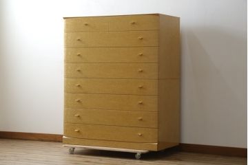 中古　美品　松創(MATSUSO・マツソウ)　バーズアイメープル　洗練された佇まいが魅力的なチェスト(サイドチェスト、引き出し、衣類箪笥、整理箪笥、収納箪笥)(定価推定約120万円)(R-082404)