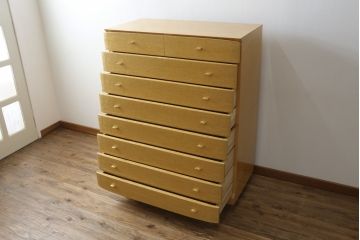 中古　美品　松創(MATSUSO・マツソウ)　バーズアイメープル　洗練された佇まいが魅力的なチェスト(サイドチェスト、引き出し、衣類箪笥、整理箪笥、収納箪笥)(定価推定約120万円)(R-082404)