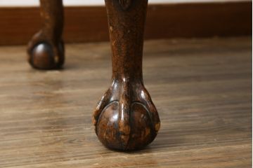 イギリスビンテージ　MAITLAND SMITH(メートランドスミス)　レザートップ　アンティーク調　華やかな彫刻がエレガントなローテーブル(リビングテーブル、センターテーブル、カフェテーブル、コーヒーテーブル、革、英国、ヴィンテージ)(定価約40万円)(R-082405)