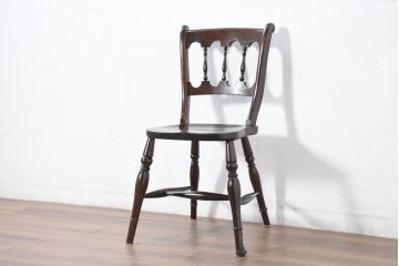 中古　松本民芸家具　#49型Aワイコムチェア　落ち着いた色味と滑らかな質感が美しいダイニングチェア(アームレスチェア、板座チェア、椅子、イス)(定価約11万円)(R-082408)