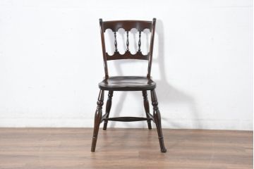 中古　松本民芸家具　#49型Aワイコムチェア　落ち着いた色味と滑らかな質感が美しいダイニングチェア(アームレスチェア、板座チェア、椅子、イス)(定価約11万円)(R-082408)