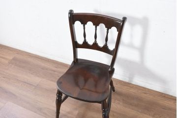 中古　松本民芸家具　#49型Aワイコムチェア　落ち着いた色味と滑らかな質感が美しいダイニングチェア(アームレスチェア、板座チェア、椅子、イス)(定価約11万円)(R-082408)