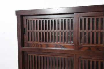 中古　美品　上質な和の空間を演出する水屋箪笥(食器棚、茶箪笥、戸棚、収納棚、キャビネット)(R-082409)